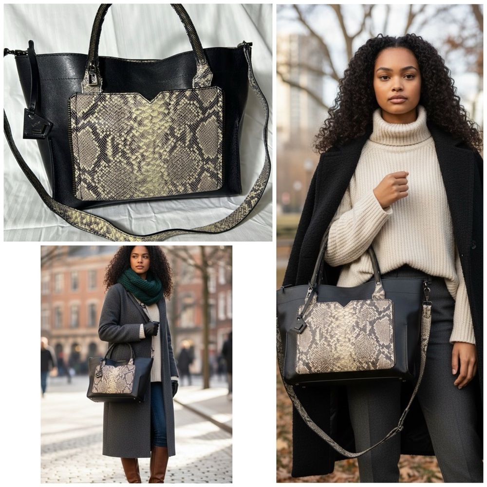 Botkier Embossed Tribeca Open Satchel Snakeskin / Leather